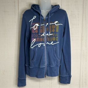 Vintage Gap Y2k Sweatshirt Size M Full Zip Hooded Distressed Indie Beachy Grunge